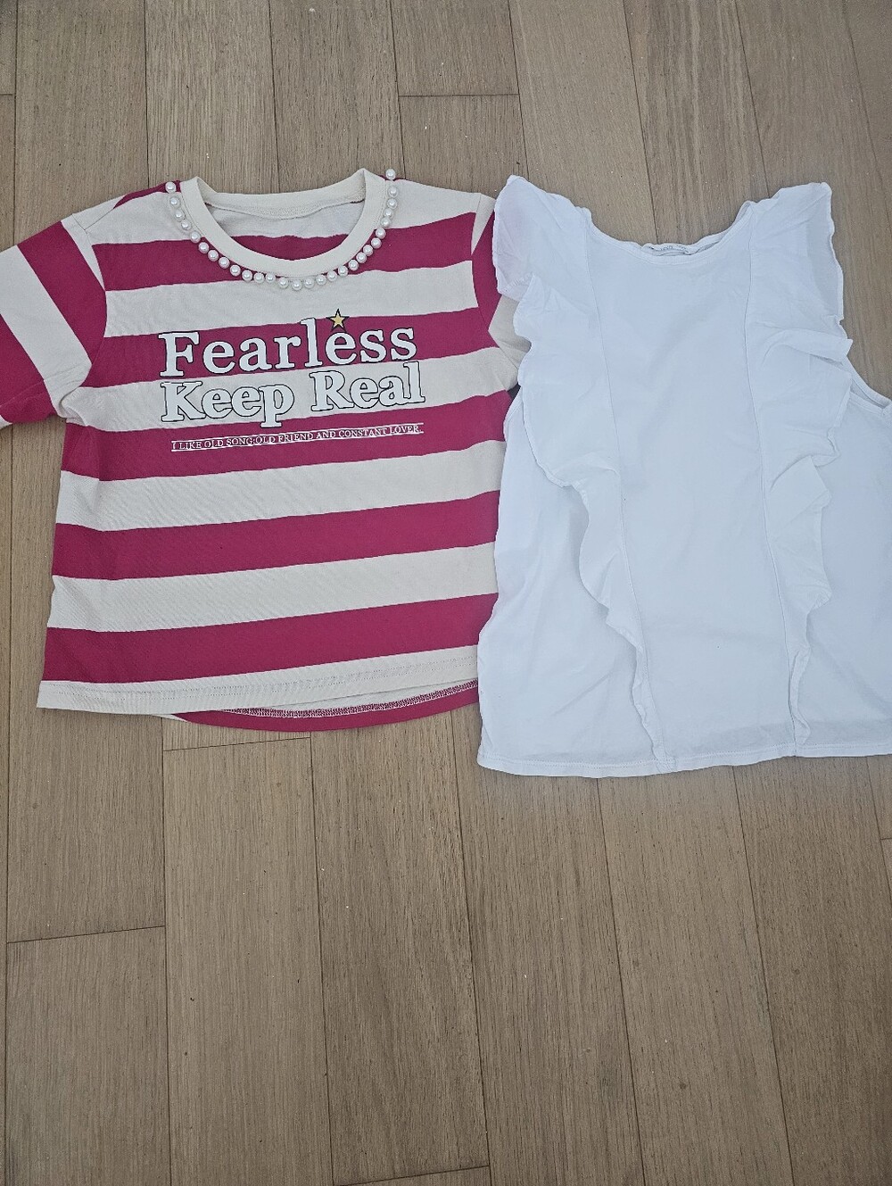 White Mango Tee & Striped Tee Amazon Set – Size S